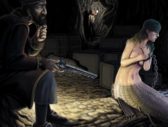 sirena mermaid capturada captured pirata pirate cova cueva cave