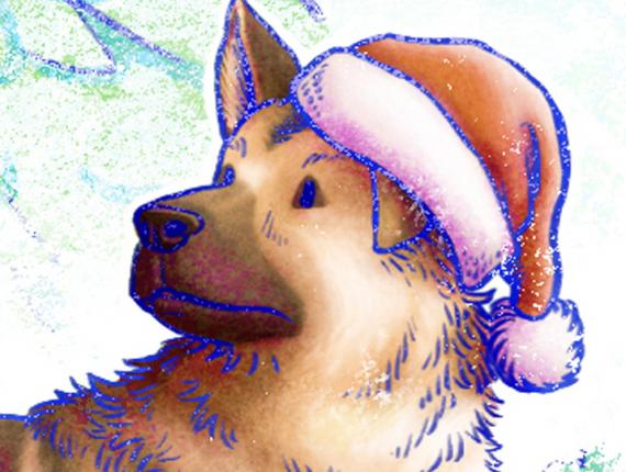 Bon Nadal Feliz Navidad Merry Christmas nen nena niño niña kids boy girl gos perro dog llaç groc llibertat