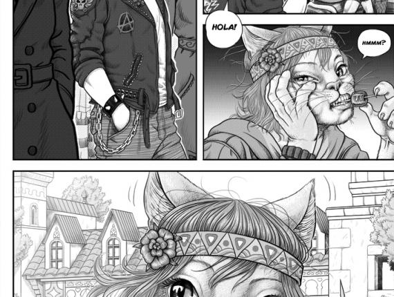 pàgina página page manga un lloc estrany noi chico boy punk noia gata chica gato cat girl