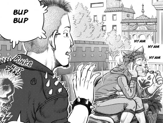 pàgina página page manga un lloc estrany noi chico boy punk noia gata chica gato cat girl