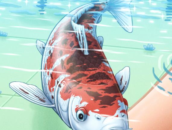 Un Lloc Estrany personatges personajes characters amics amigos friends noia chica girl color digital animals animales peus pies feet koi peixos peces fish aigua agua water