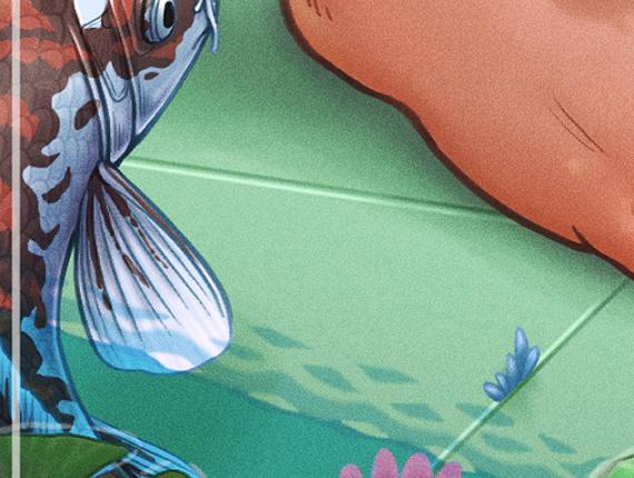 Un Lloc Estrany personatges personajes characters amics amigos friends noia chica girl color digital animals animales peus pies feet koi peixos peces fish aigua agua water