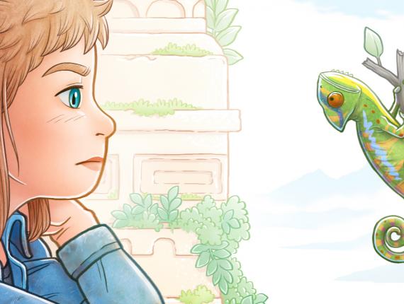 Un Lloc Estrany personatges personajes characters amics amigos friends noia chica girl color digital animals animales camaleó camaleón chameleon