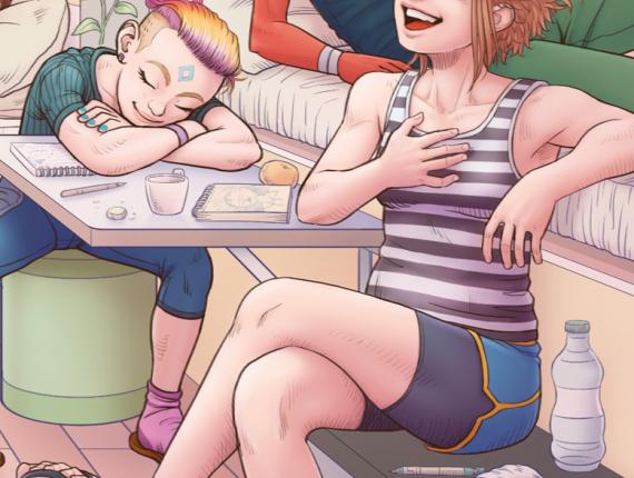 Un Lloc Estrany personatges personajes characters amics amigos friends noia chica girl home hombre man color digital noi dimoni chico demonio devil boy gos perro dog animals animales guitarra guitar música music