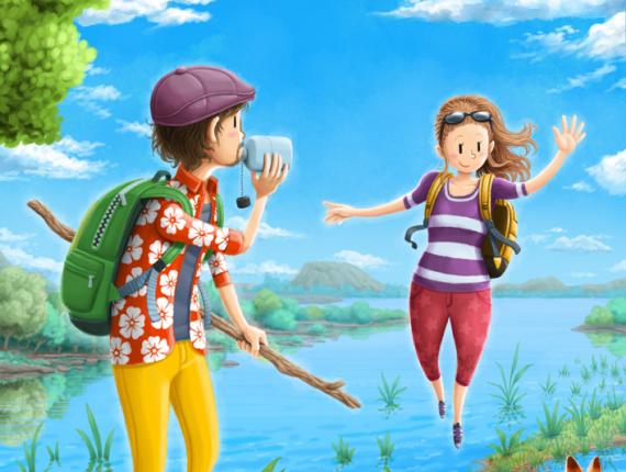 un lloc estrany noi chico boy noia chica girl parella pareja couple aventura adventure guineu zorro fox núvols nubes clouds excursió excursió excursion cel blau cielo azul blue sky