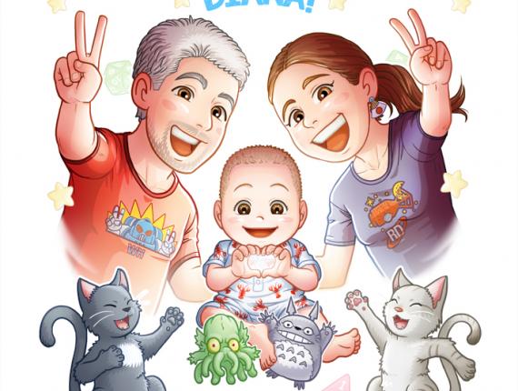 família familia family pare padre papa dad father mare madre mama mother filla hija daughter gat gato cat totoro cthulhu body bebé body nadó Infant bodysuit