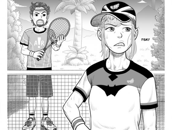 Un Lloc Estrany personatges personajes characters amics amigos friends noia chica girl home hombre man color digital Tennis esport deporte sport