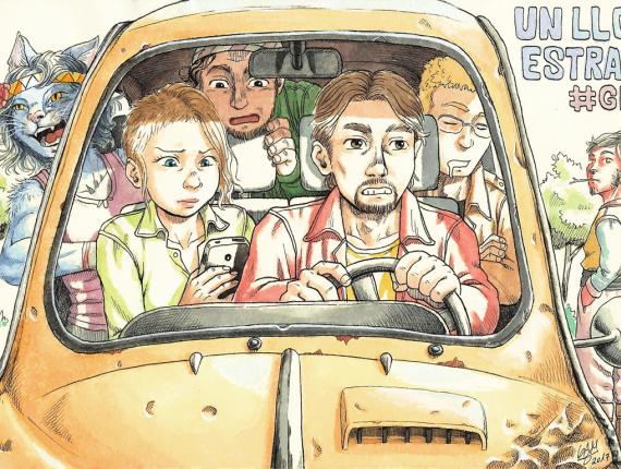 un lloc estrany amics amigos friends noia gat chica gato cat girl noi dimoni chico demonio devil boy cotxe coche car viatge viaje journey