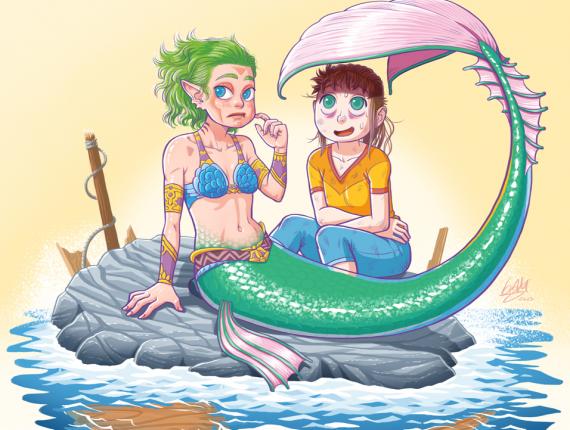 Un Lloc Estrany personatges personajes characters amics amigos friends noia chica girl sirena mermaid aventura adventure color digital