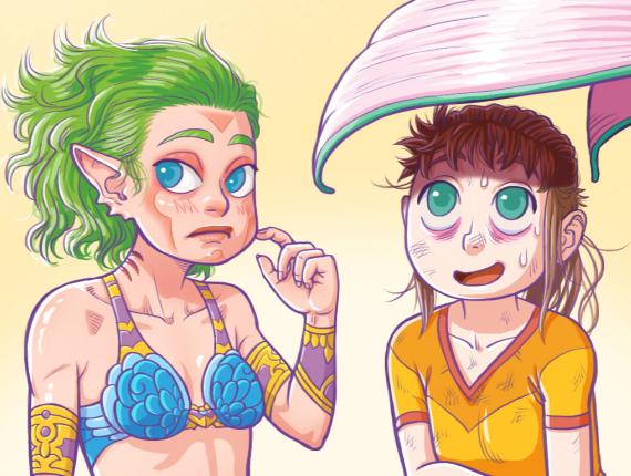 Un Lloc Estrany personatges personajes characters amics amigos friends noia chica girl sirena mermaid aventura adventure color digital