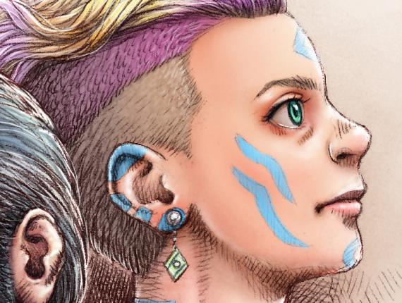 Un Lloc Estrany personatges personajes characters amics amigos friends noia chica girl home hombre man noia gat chica gato cat girl color digital