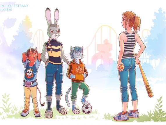 Un Lloc Estrany personatges personajes characters amics amigos friends noia chica girl noi gat chico gato cat boy color digital noia conill chica conejo girl rabbit noia dimoni chica demonio devil girl animals animales