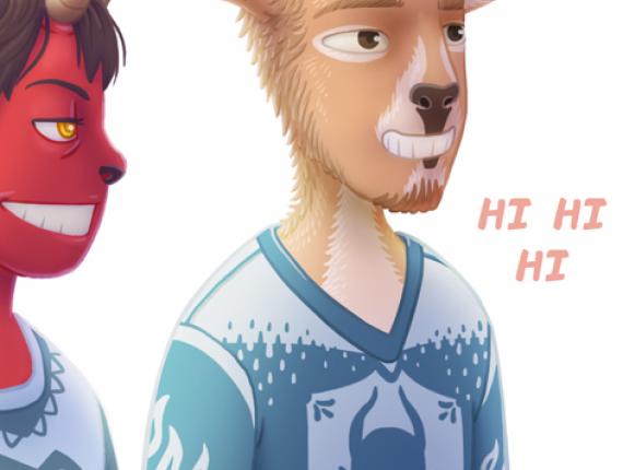 Un Lloc Estrany color digital personatges personajes characters amics amigos friends noia chica girl home hombre man noia dimoni chica demonio devil girl noi cérvol chico ciervo boy deer