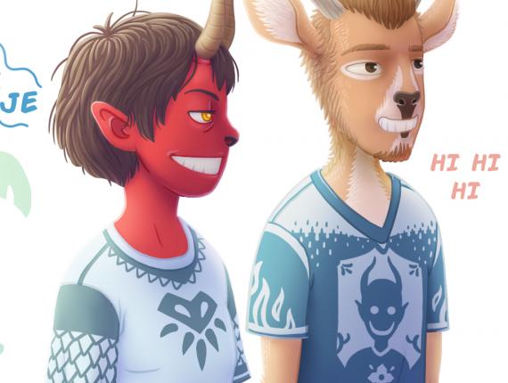 Un Lloc Estrany color digital personatges personajes characters amics amigos friends noia chica girl home hombre man noia dimoni chica demonio devil girl noi cérvol chico ciervo boy deer