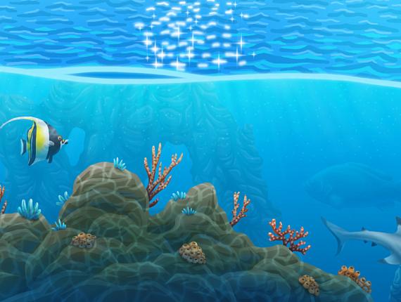 paisatge paisaje landscape fons marí fondo marino seabed peixos peces fish tauró tiburón shark noia chica girl mar sea cel cielo sky núvols nubes clouds