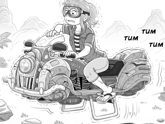 Un Lloc Estrany personatge personaje character noia chica girl dibuix  dibujo drawing digital moto futurista futuristic bike