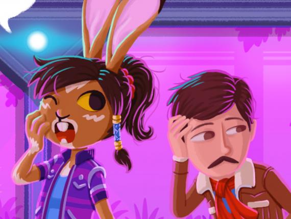 un lloc estrany noi chico boy noia chica girl conill conejo bunny gat gata cat aventura adventure ciberpunk cyberpunk futur futuro future