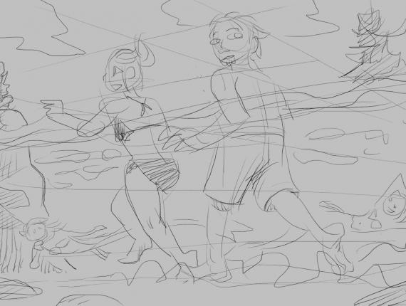 Un Lloc Estrany personatges personajes characters amics amigos friends noia chica girl home hombre man sirena mermaid parella pareja couple color digital riu río river llac lago lake sota l'aigua bajo el agua under water