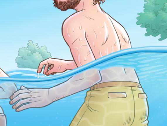 Un Lloc Estrany personatges personajes characters amics amigos friends noia chica girl home hombre man sirena mermaid parella pareja couple color digital riu río river llac lago lake sota l'aigua bajo el agua under water