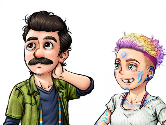 Un Lloc Estrany personatge personaje character noia chica girl home hombre man color digital