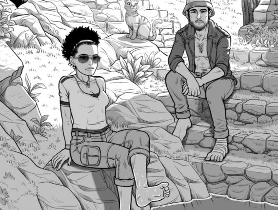 Un Lloc Estrany personatges personajes characters amics amigos friends noia chica girl home hombre man gat gato cat art digital arte