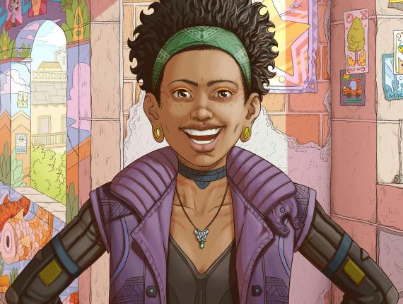 un lloc estrany noia chica girl afroamericana African American girl feliç feliz happy somriure sonrisa smile pintures paret pinturas pared wall paintings