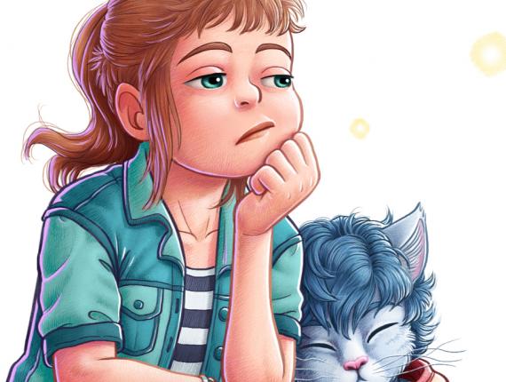 Un Lloc Estrany personatges personajes characters amics amigos friends noia chica girl nen gat niño gato boy cat color digital