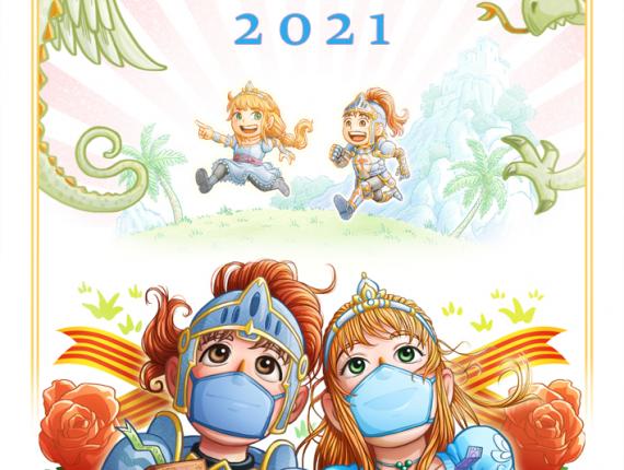 Sant Jordi 2021 princesa cavaller drac rosa llibre princesa caballero dragón rosa libro princess knight dragon rose book