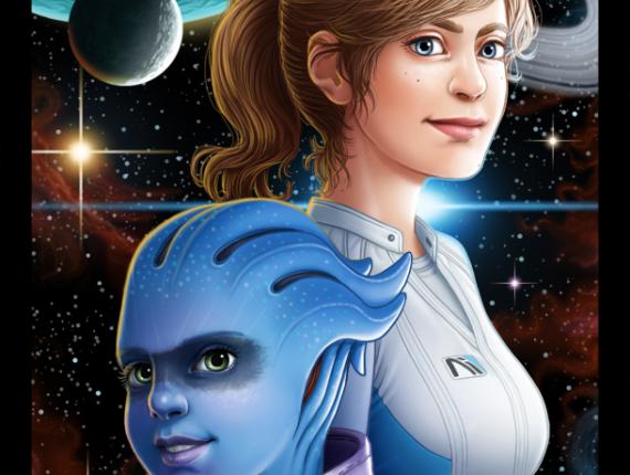 Mass Effect Andromeda Sara Ryder Peebee fanart BioWare espai espacio space planetes planetas planets estrelles estrellas stars
