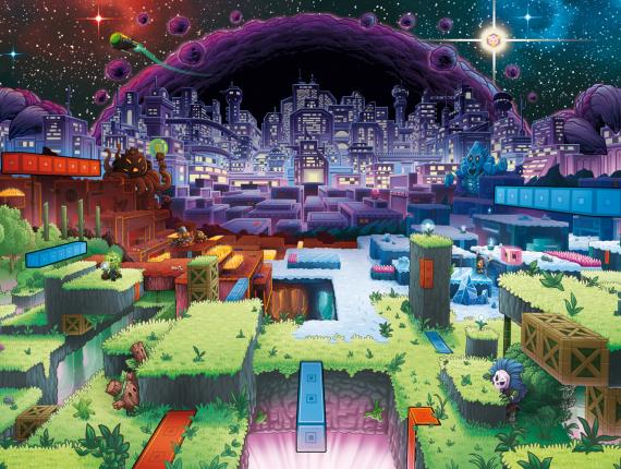 Super MAGBOT AstralPixel Astral Pixel logo videogame videojoc videojuego vectorial cartell cartel poster cover coberta cubierta robot Key Art Team17