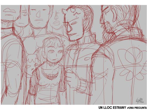 Un Lloc Estrany personatges personajes characters amics amigos friends noia chica girl home hombre man color digital dimoni demonio devil