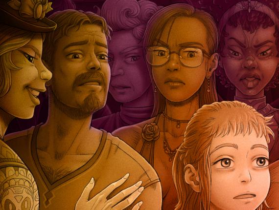 Un Lloc Estrany personatges personajes characters amics amigos friends noia chica girl home hombre man color digital dimoni demonio devil