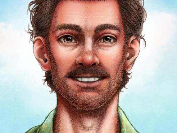 un lloc estrany cara face retrat retrato portrait somriure sonrisa smile personatge personaje character noi chico boy bigoti bigote moustache tupè tupé toupee