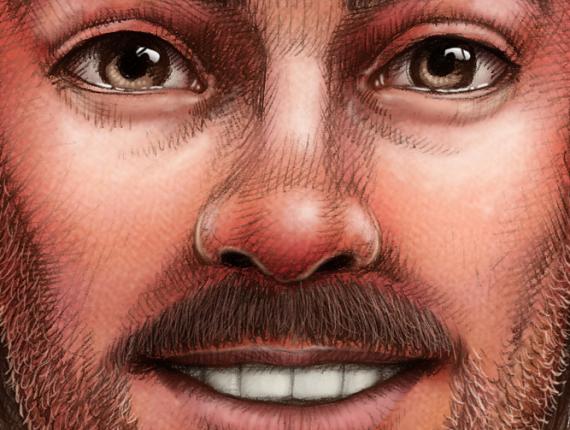 un lloc estrany cara face retrat retrato portrait somriure sonrisa smile personatge personaje character noi chico boy bigoti bigote moustache tupè tupé toupee