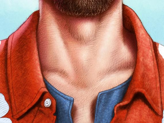 un lloc estrany cara face retrat retrato portrait somriure sonrisa smile personatge personaje character noi chico boy perilla i bigoti perilla y bigote goatee and mustache camisa hawaiana Hawaiian shirt