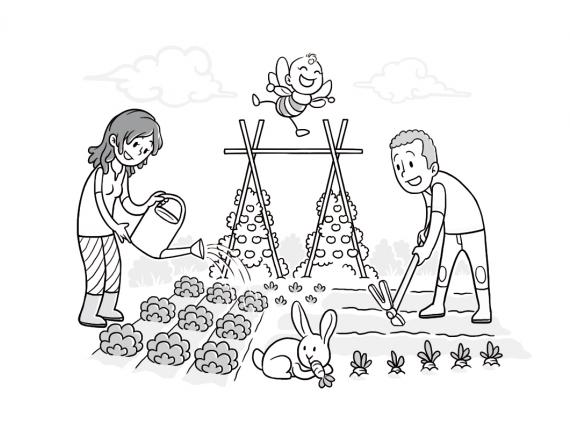 família familia family hort huerto orchard conill conejo rabbit pagès labrador