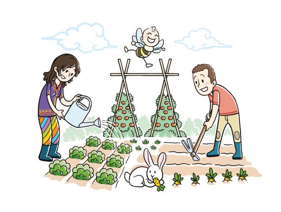 família familia family hort huerto orchard conill conejo rabbit pagès labrador