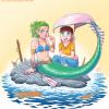 Un Lloc Estrany personatges personajes characters amics amigos friends noia chica girl sirena mermaid aventura adventure color digital
