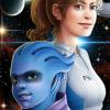 Mass Effect Andromeda Sara Ryder Peebee fanart BioWare espai espacio space planetes planetas planets estrelles estrellas stars