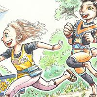 A Dinar! un lloc estrany noia conill chica conejo bunny girl amics amigos friends aventura adventure aquarel·la acuarela watercolor