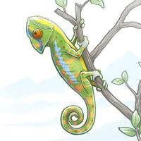 De mica en mica Un Lloc Estrany personatges personajes characters amics amigos friends noia chica girl color digital animals animales camaleó camaleón chameleon