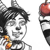 Fruites un lloc estrany noi dimoni chico demonio devil boy noia conill chica conejo bunny girl amics amigos friends fruites frutas fruits