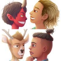 Un Lloc Estrany color digital personatges personajes characters amics amigos friends noia chica girl home hombre man noia dimoni chica demonio devil girl noi cérvol chico ciervo boy deer