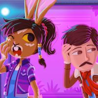 un lloc estrany noi chico boy noia chica girl conill conejo bunny gat gata cat aventura adventure ciberpunk cyberpunk futur futuro future