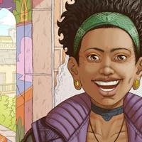 un lloc estrany noia chica girl afroamericana African American girl feliç feliz happy somriure sonrisa smile pintures paret pinturas pared wall paintings