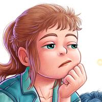 Repòs Un Lloc Estrany personatges personajes characters amics amigos friends noia chica girl nen gat niño gato boy cat color digital