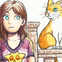 Curiositat Un Lloc Estrany aquarel·la acuarela watercolor gat gato cat personatge personaje character noia chica girl