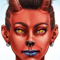 un lloc estrany cara face retrat retrato portrait somriure sonrisa smile personatge personaje character noia chica girl piercing tattoo dimoni demonio devil demon